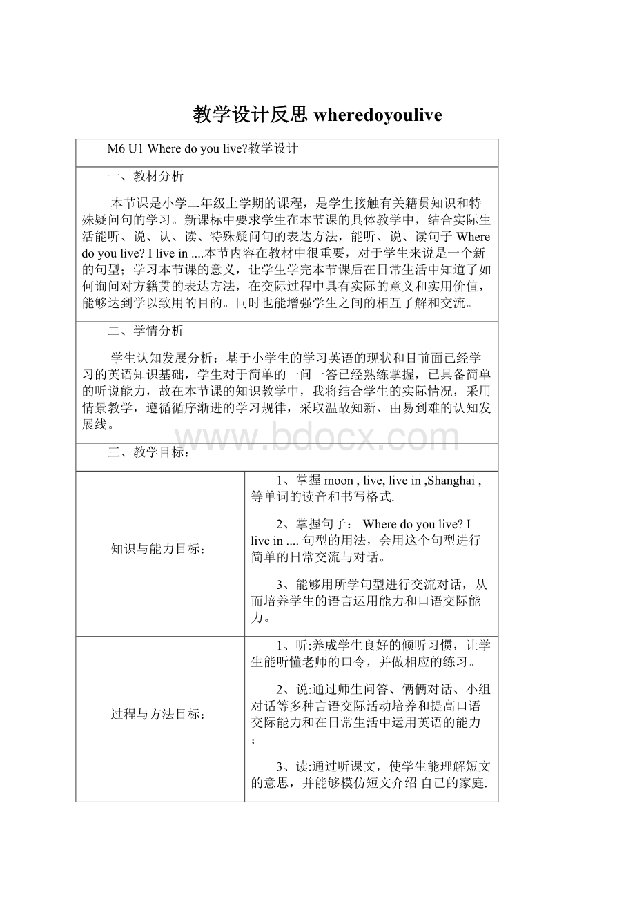 教学设计反思wheredoyouliveWord格式文档下载.docx_第1页