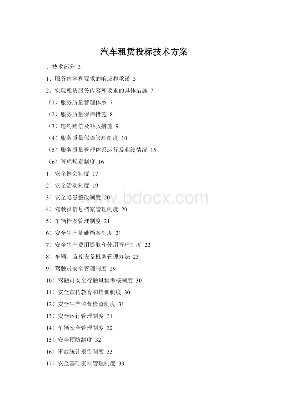 汽车租赁投标技术方案Word格式.docx