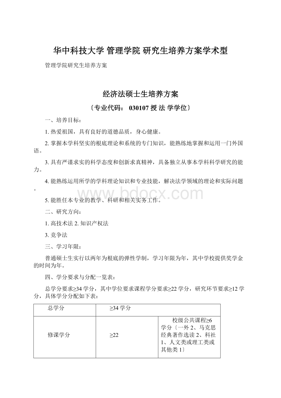 华中科技大学 管理学院 研究生培养方案学术型Word文档格式.docx