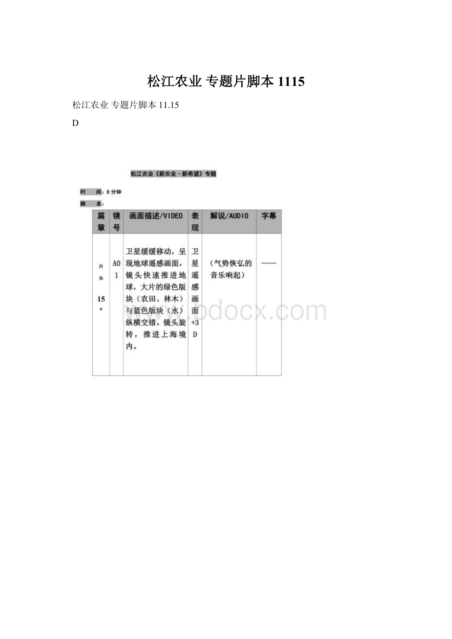 松江农业 专题片脚本1115Word格式文档下载.docx