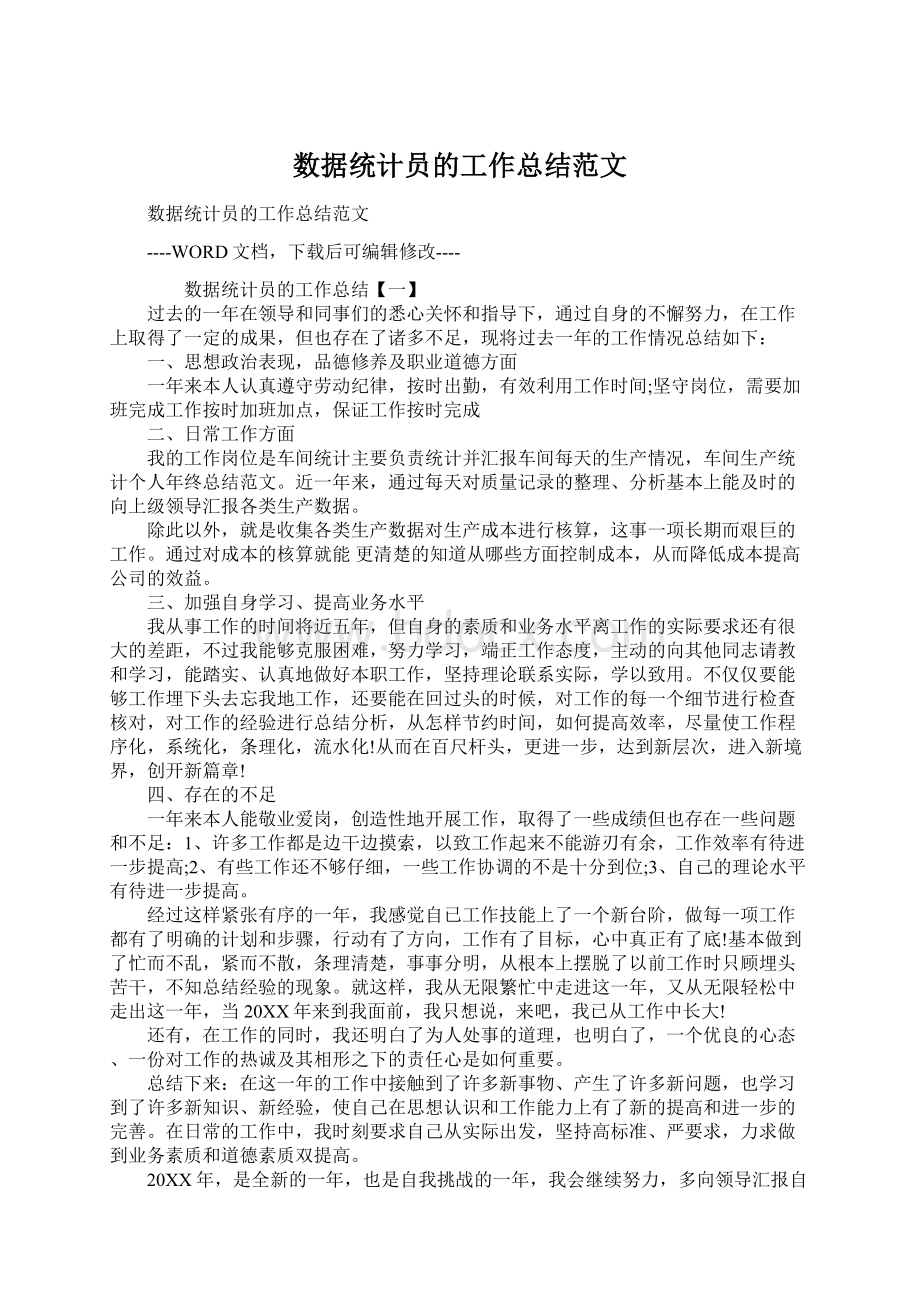 数据统计员的工作总结范文.docx_第1页