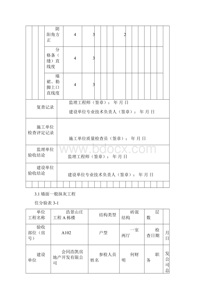 分户验收空表墙面一般抹灰工程Word文件下载.docx_第3页