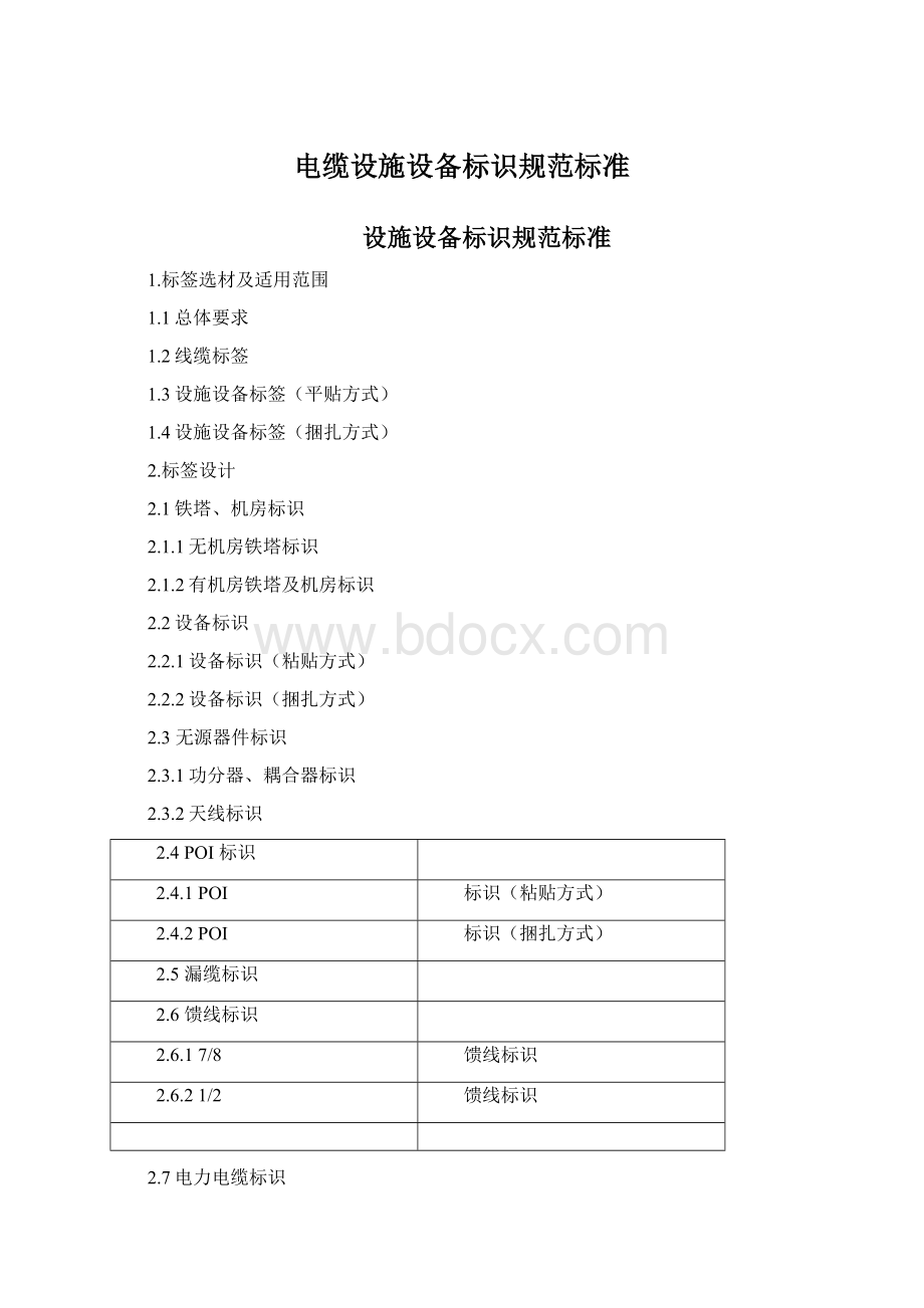 电缆设施设备标识规范标准Word格式.docx