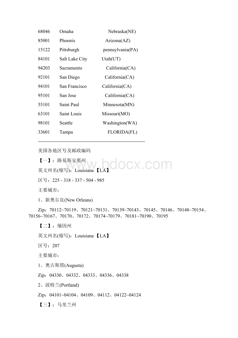 美国各洲及主要城市邮政编码大全之欧阳历创编.docx_第2页