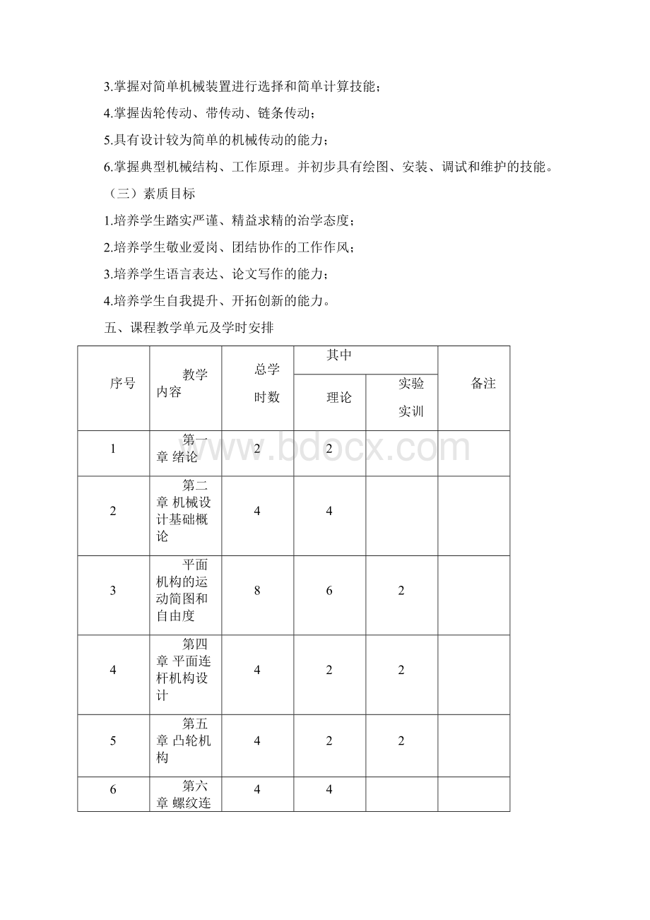 机电一体化《机械设计基础》课程标准新毛鹏枭1114.docx_第3页