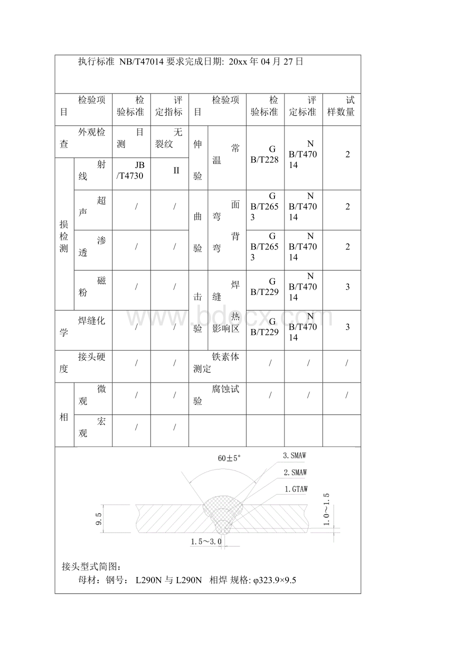 L290N φ323995钢管对接焊缝氩弧焊 手工电弧焊焊接工艺评定文档格式.docx_第2页