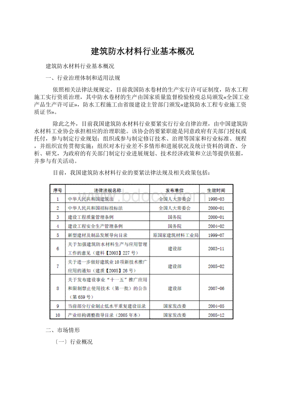 建筑防水材料行业基本概况.docx