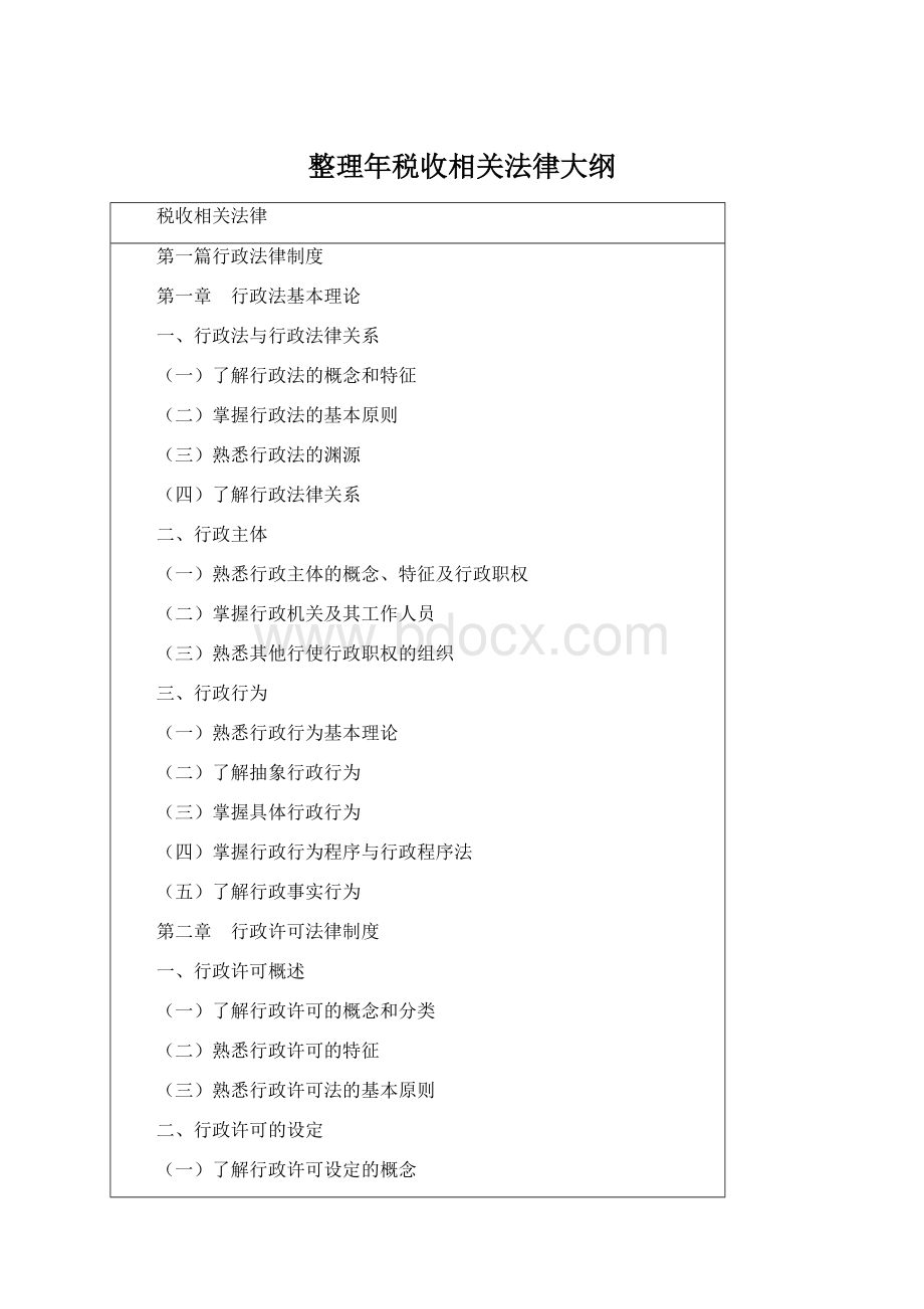 整理年税收相关法律大纲Word下载.docx