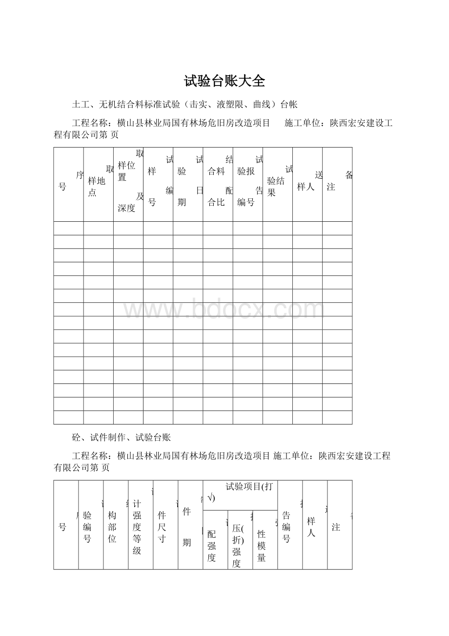 试验台账大全Word文件下载.docx