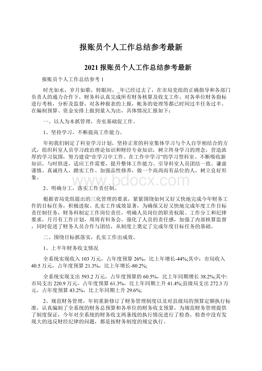 报账员个人工作总结参考最新Word格式文档下载.docx_第1页