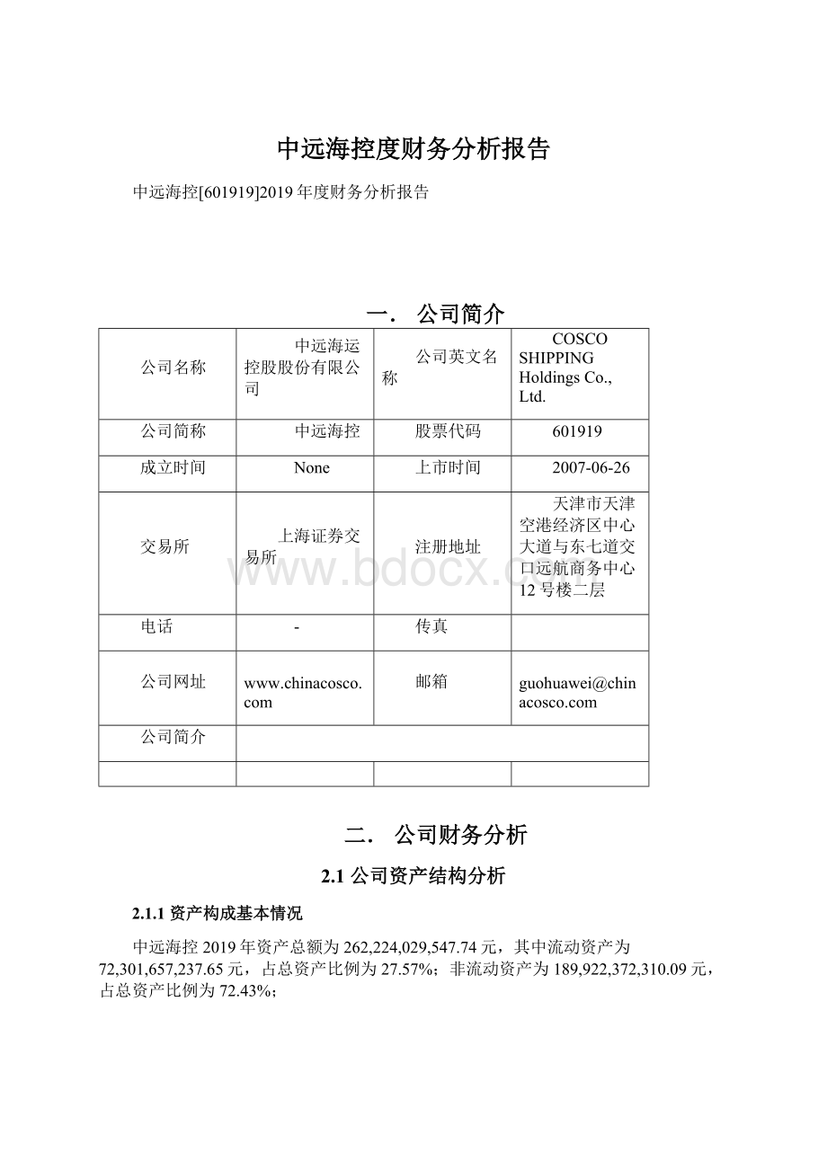 中远海控度财务分析报告文档格式.docx