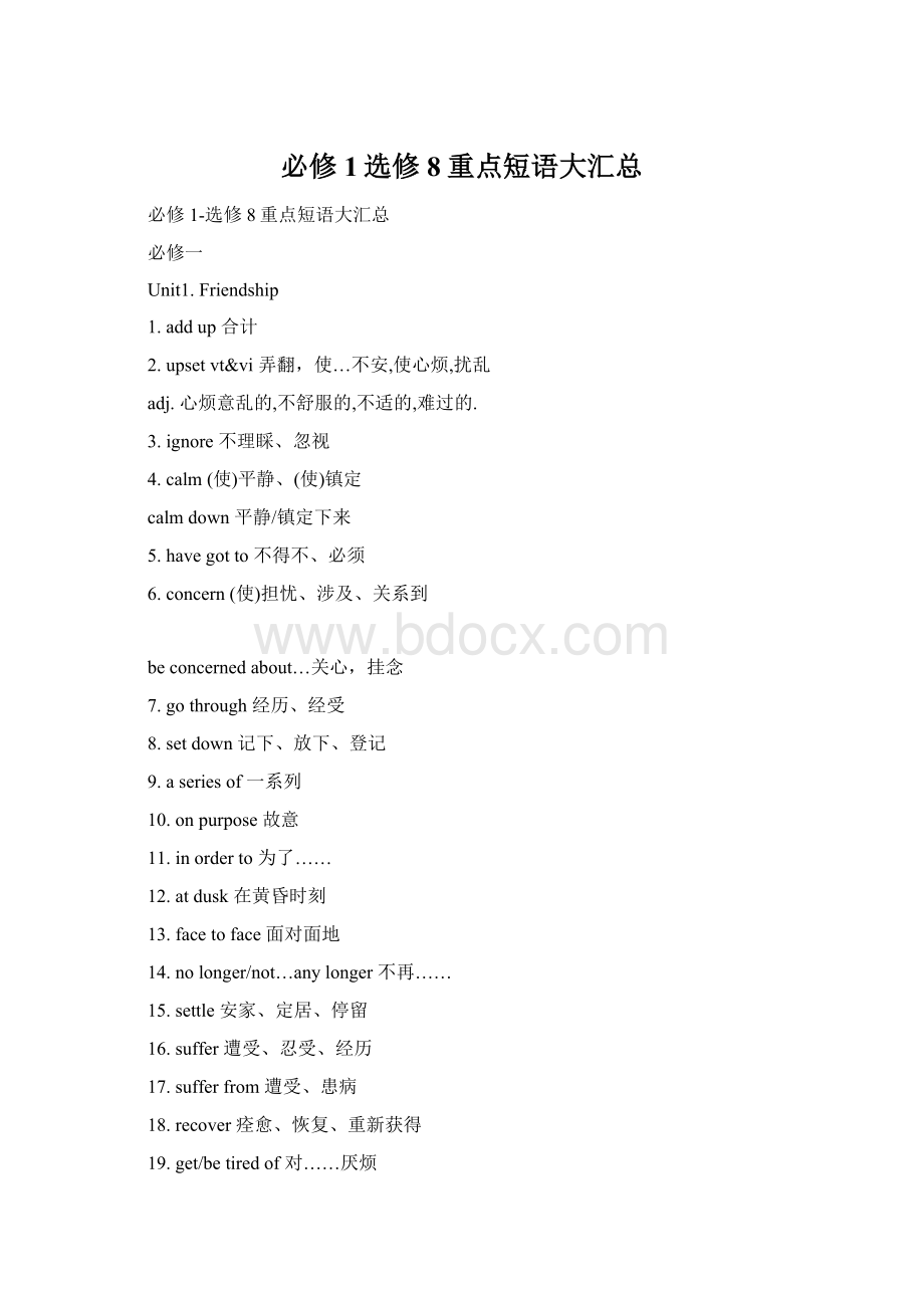 必修1选修8重点短语大汇总Word文件下载.docx