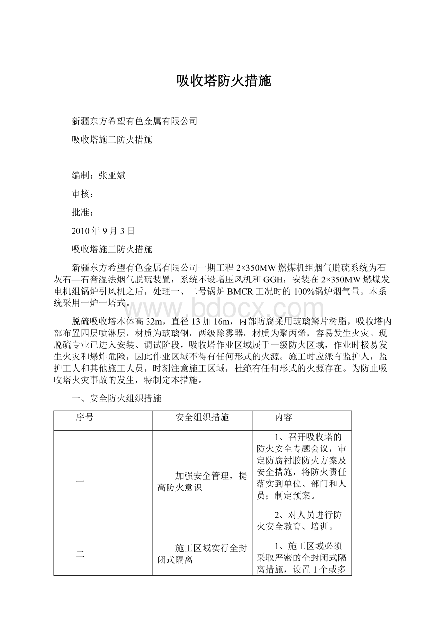 吸收塔防火措施.docx