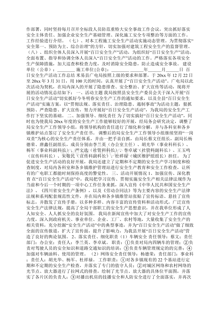 百日安全生产行动总结Word文档下载推荐.docx_第2页