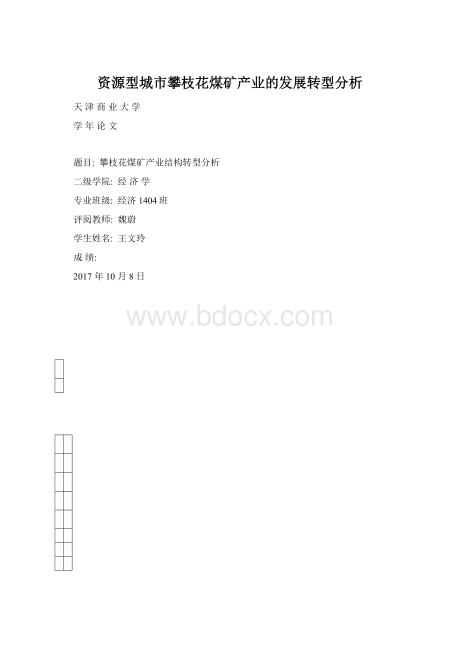 资源型城市攀枝花煤矿产业的发展转型分析.docx_第1页