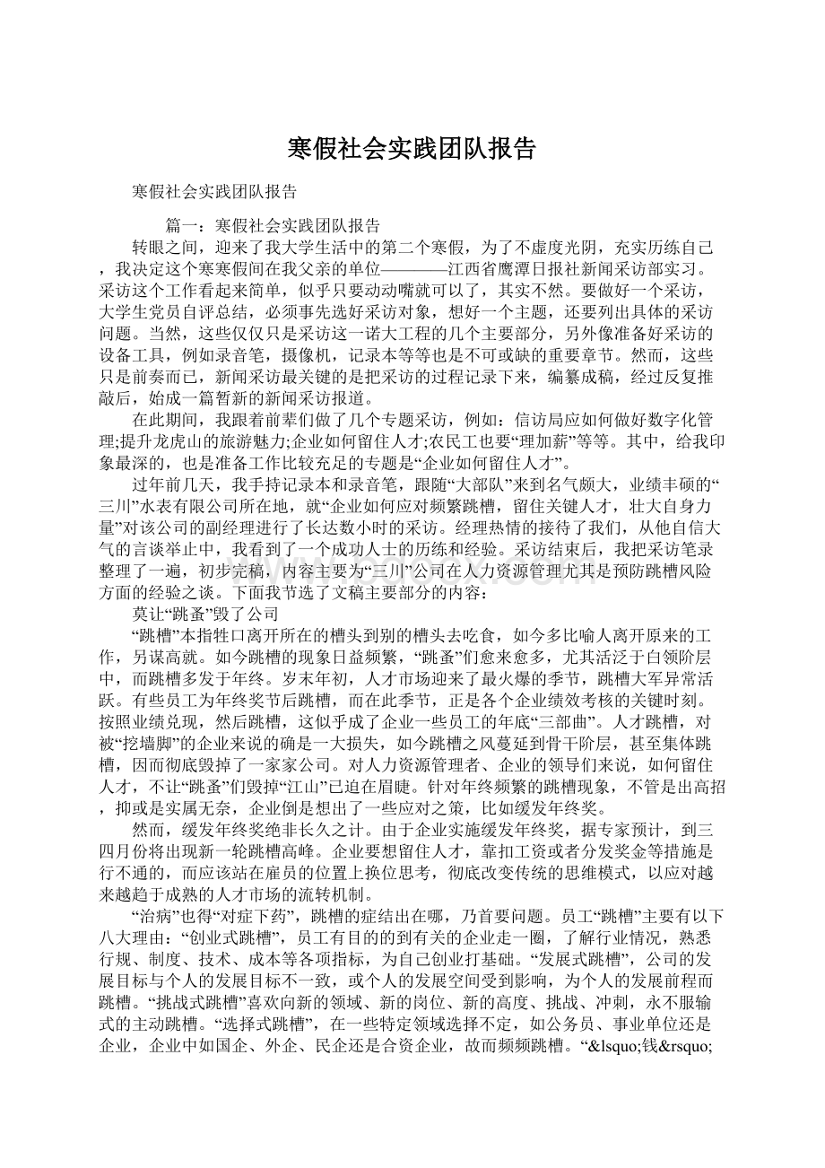 寒假社会实践团队报告.docx