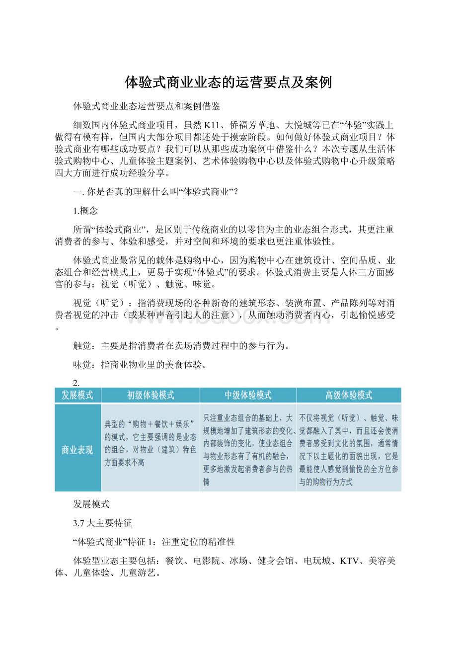 体验式商业业态的运营要点及案例.docx