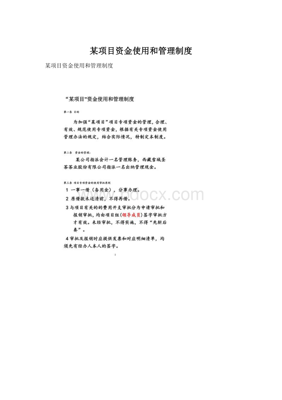 某项目资金使用和管理制度Word格式.docx