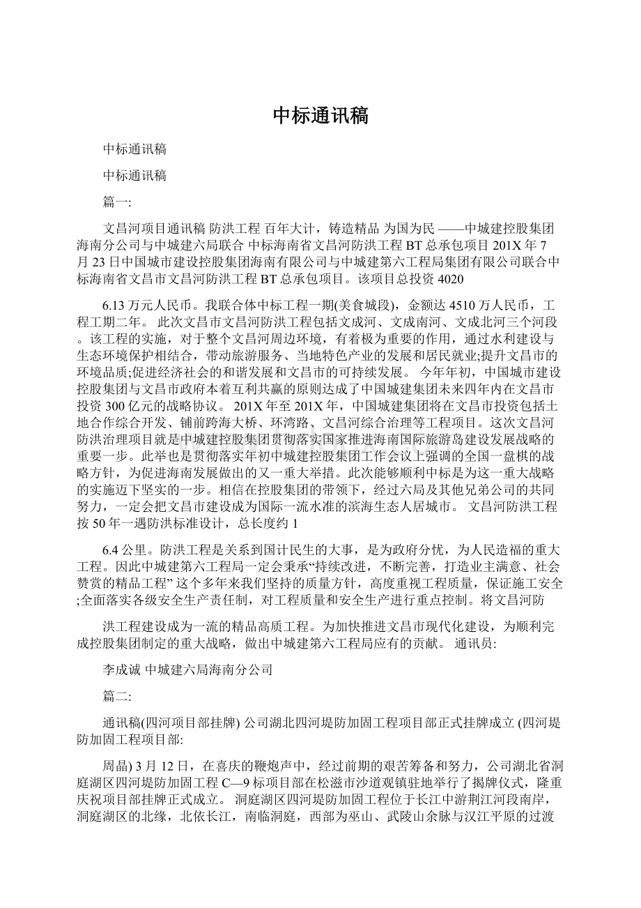 中标通讯稿Word格式文档下载.docx