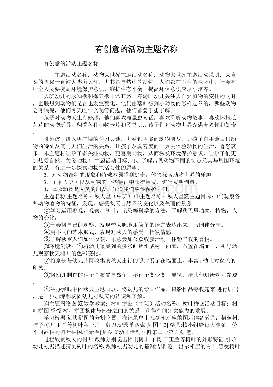 有创意的活动主题名称Word格式.docx