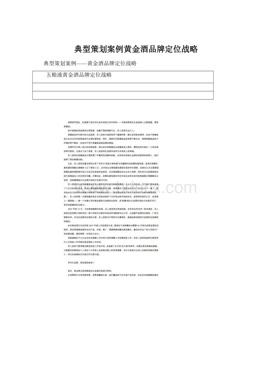 典型策划案例黄金酒品牌定位战略.docx