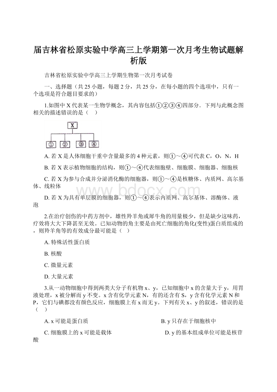 届吉林省松原实验中学高三上学期第一次月考生物试题解析版.docx_第1页