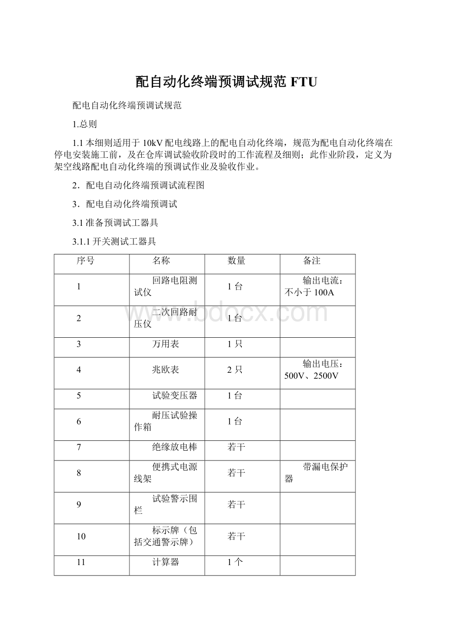 配自动化终端预调试规范FTUWord文档下载推荐.docx_第1页