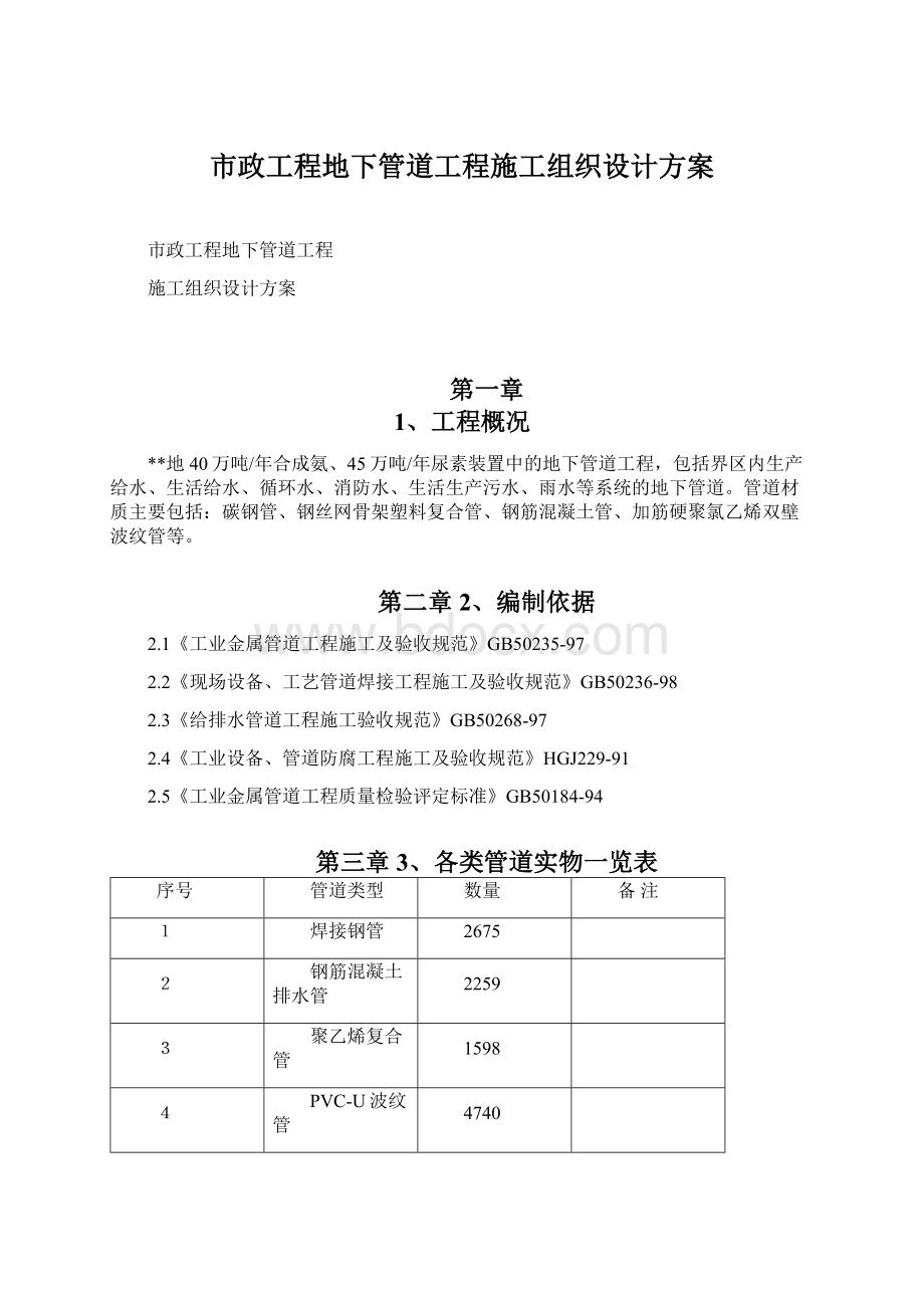 市政工程地下管道工程施工组织设计方案.docx_第1页