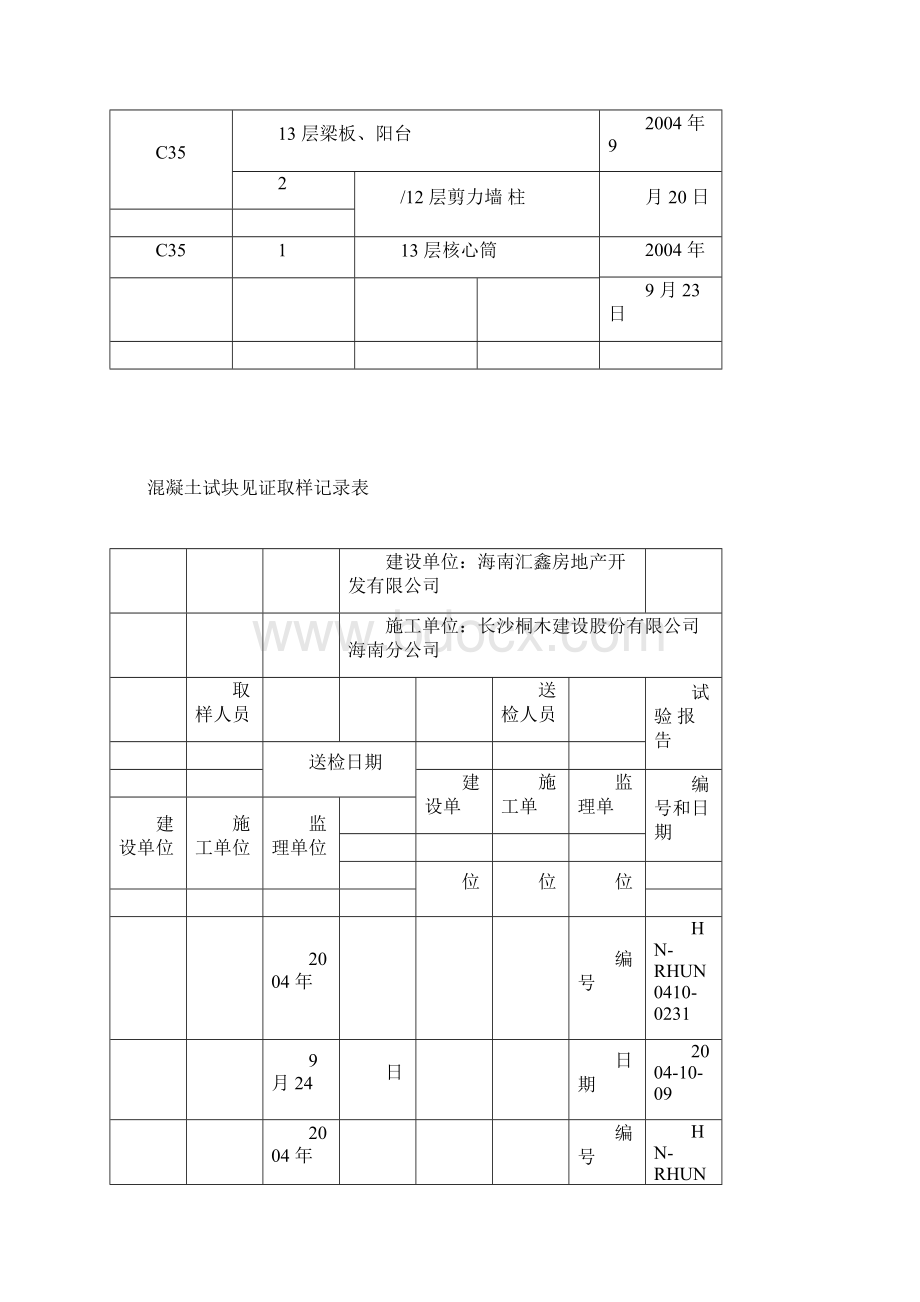 混凝土试块见证取样重点学习的记录标准表格格doc.docx_第2页