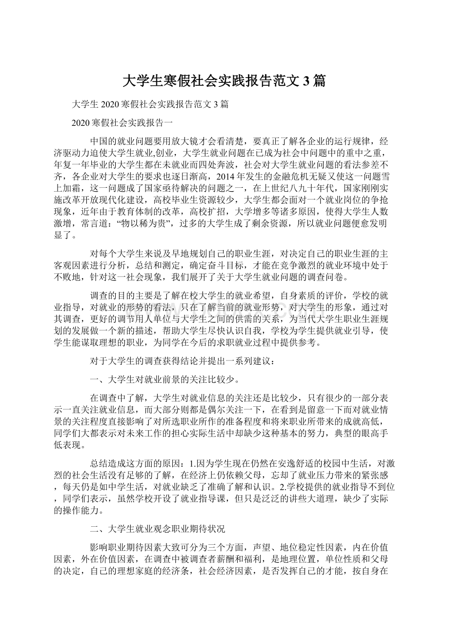 大学生寒假社会实践报告范文3篇.docx