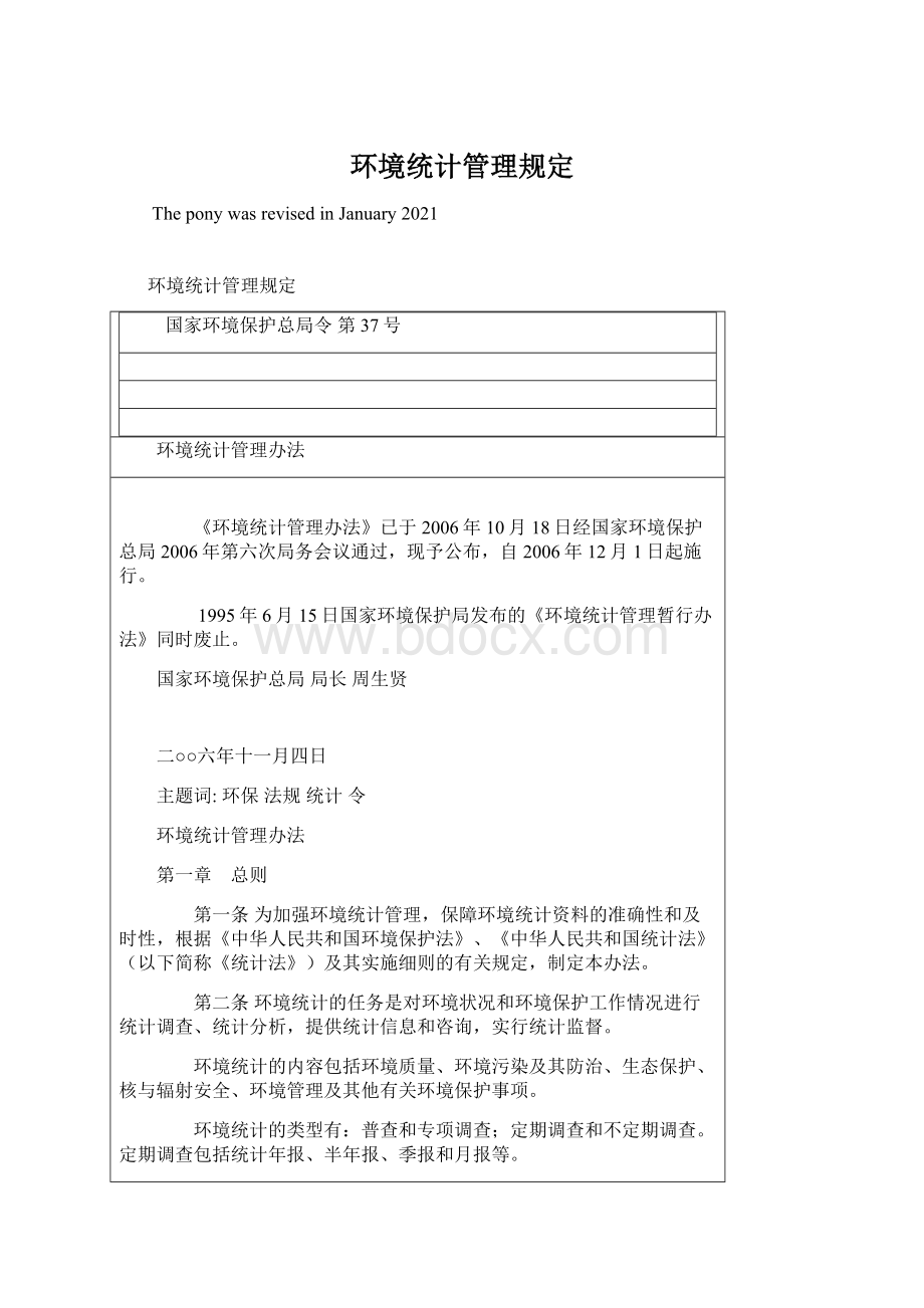 环境统计管理规定Word文档格式.docx