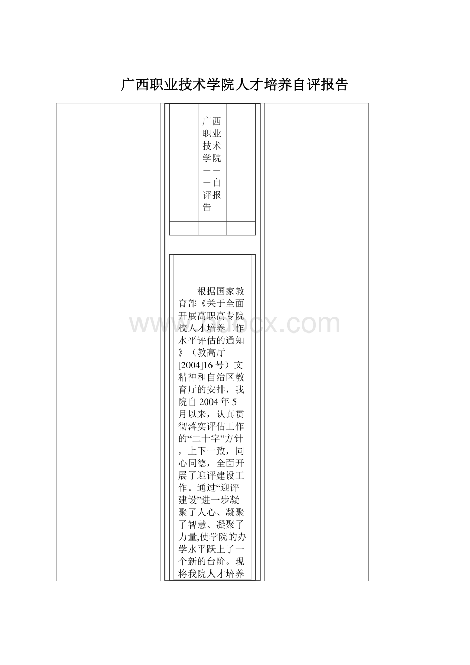 广西职业技术学院人才培养自评报告.docx_第1页