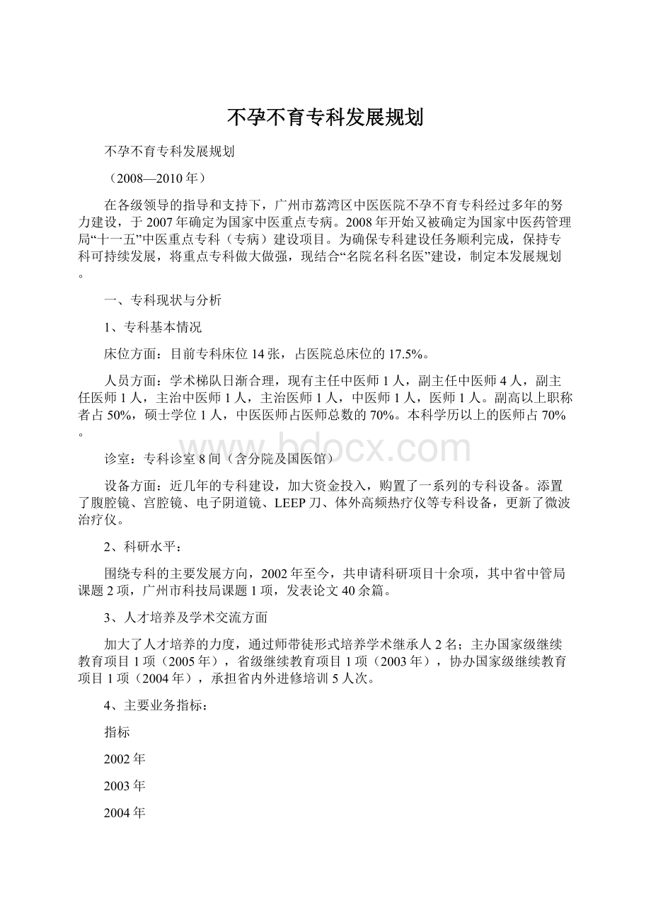 不孕不育专科发展规划.docx_第1页