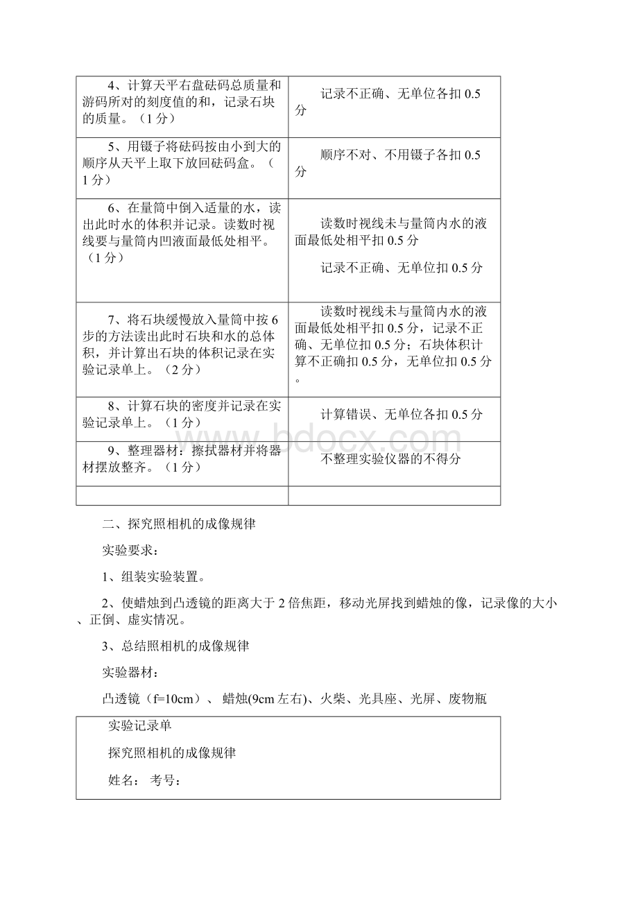 初中物理实验操作考试题Word格式文档下载.docx_第2页