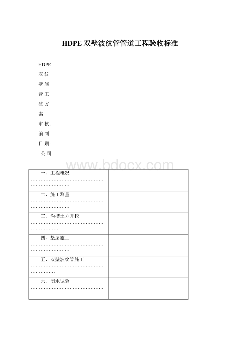 HDPE双壁波纹管管道工程验收标准文档格式.docx