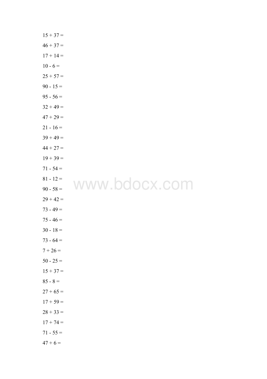 1000道100以内进位退位加减法题4Word文档下载推荐.docx_第3页