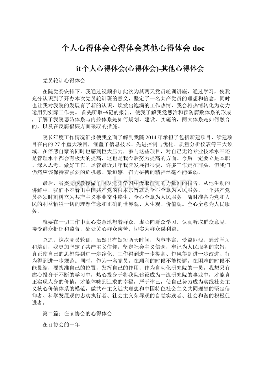 个人心得体会心得体会其他心得体会docWord下载.docx