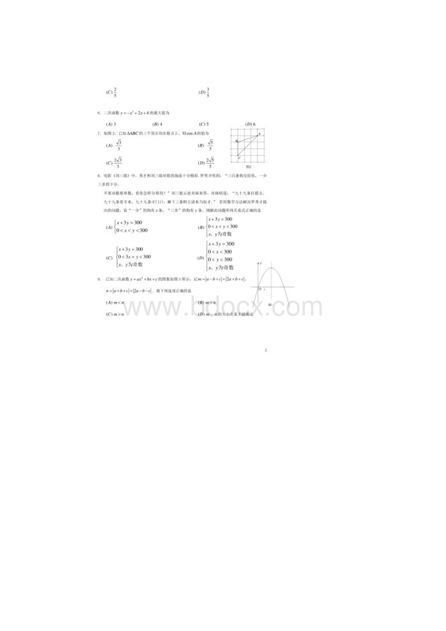 历年四川省乐山市初三数学中考真题试题及答案Word下载.docx_第2页