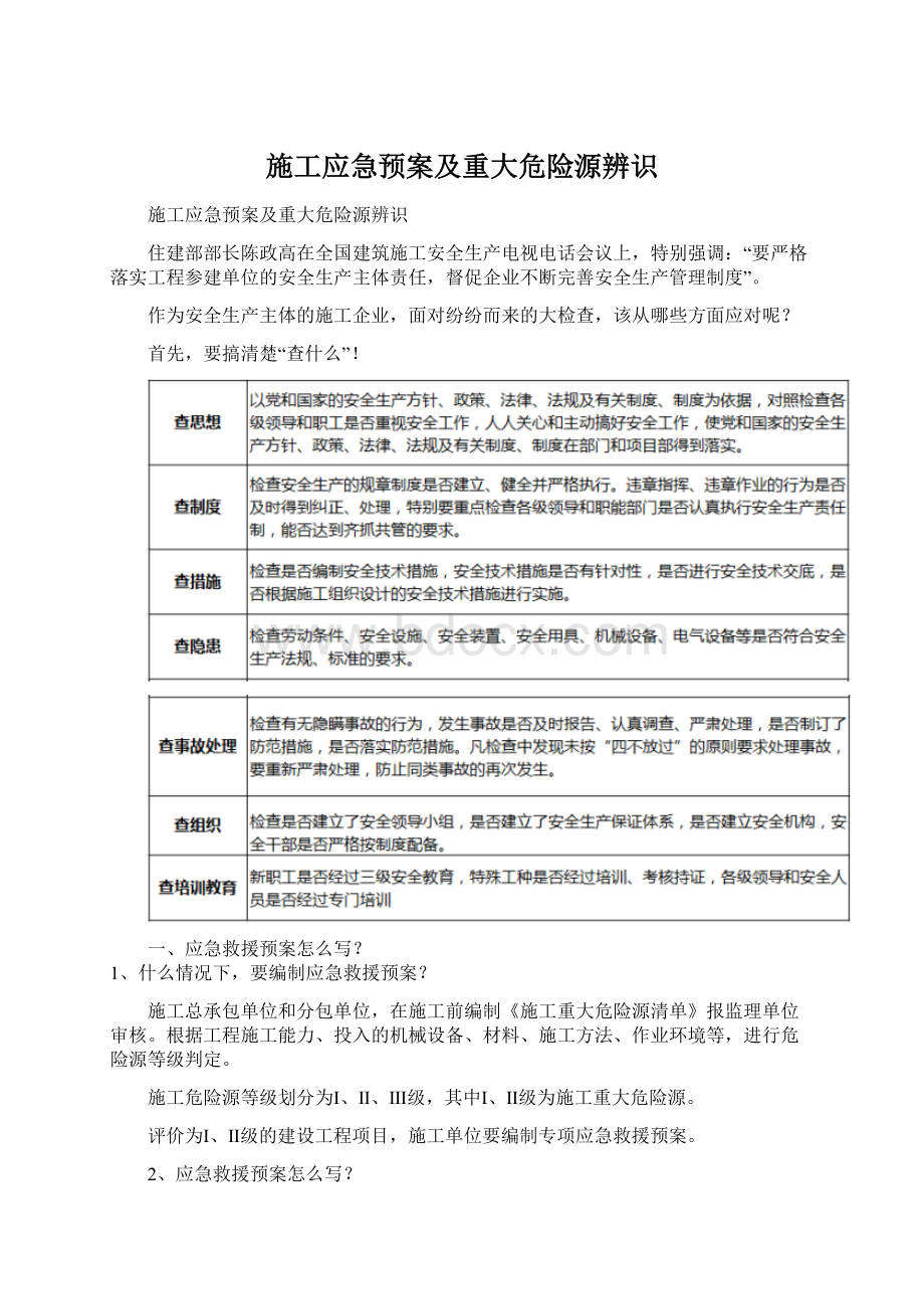 施工应急预案及重大危险源辨识.docx_第1页