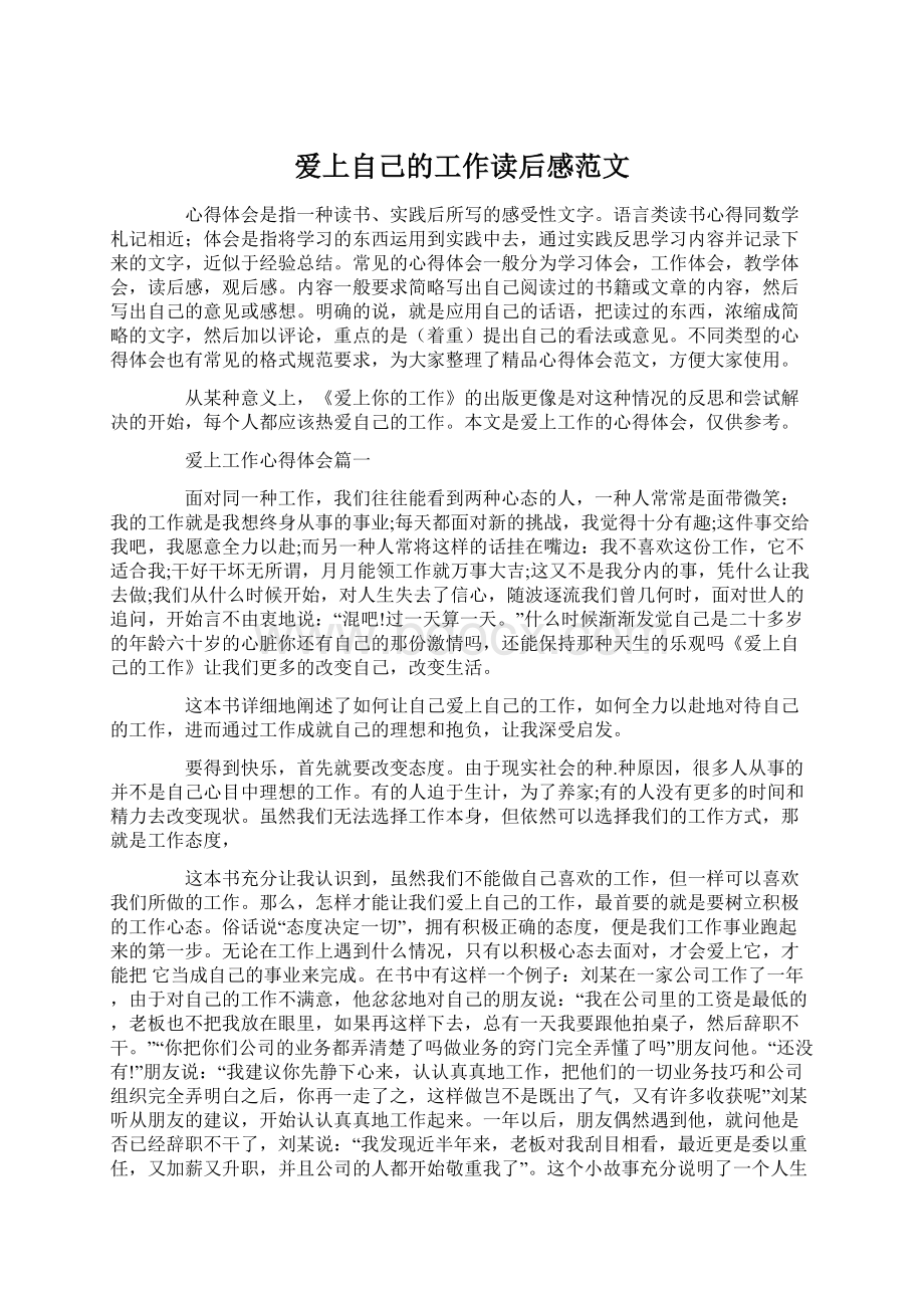 爱上自己的工作读后感范文.docx