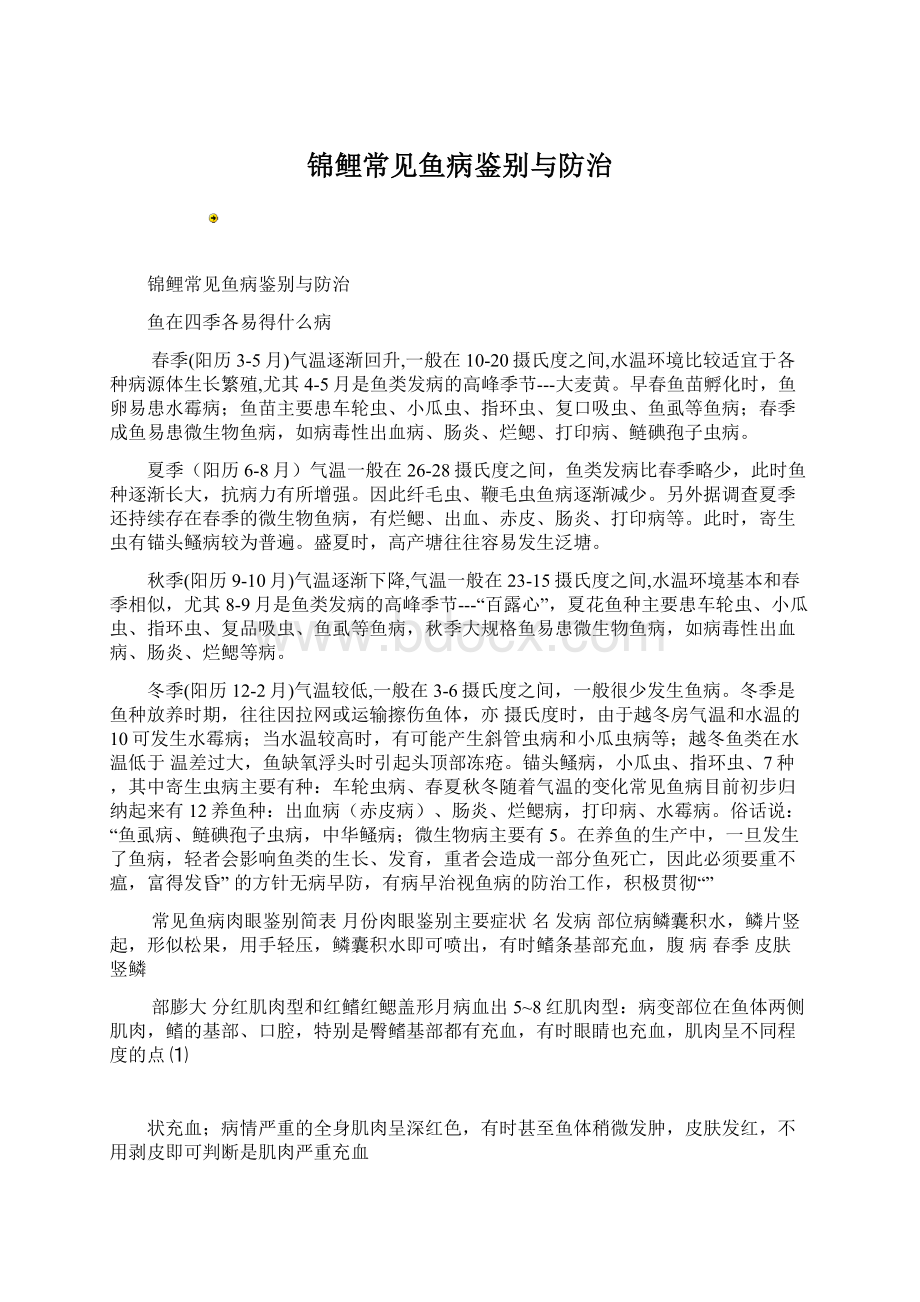 锦鲤常见鱼病鉴别与防治.docx