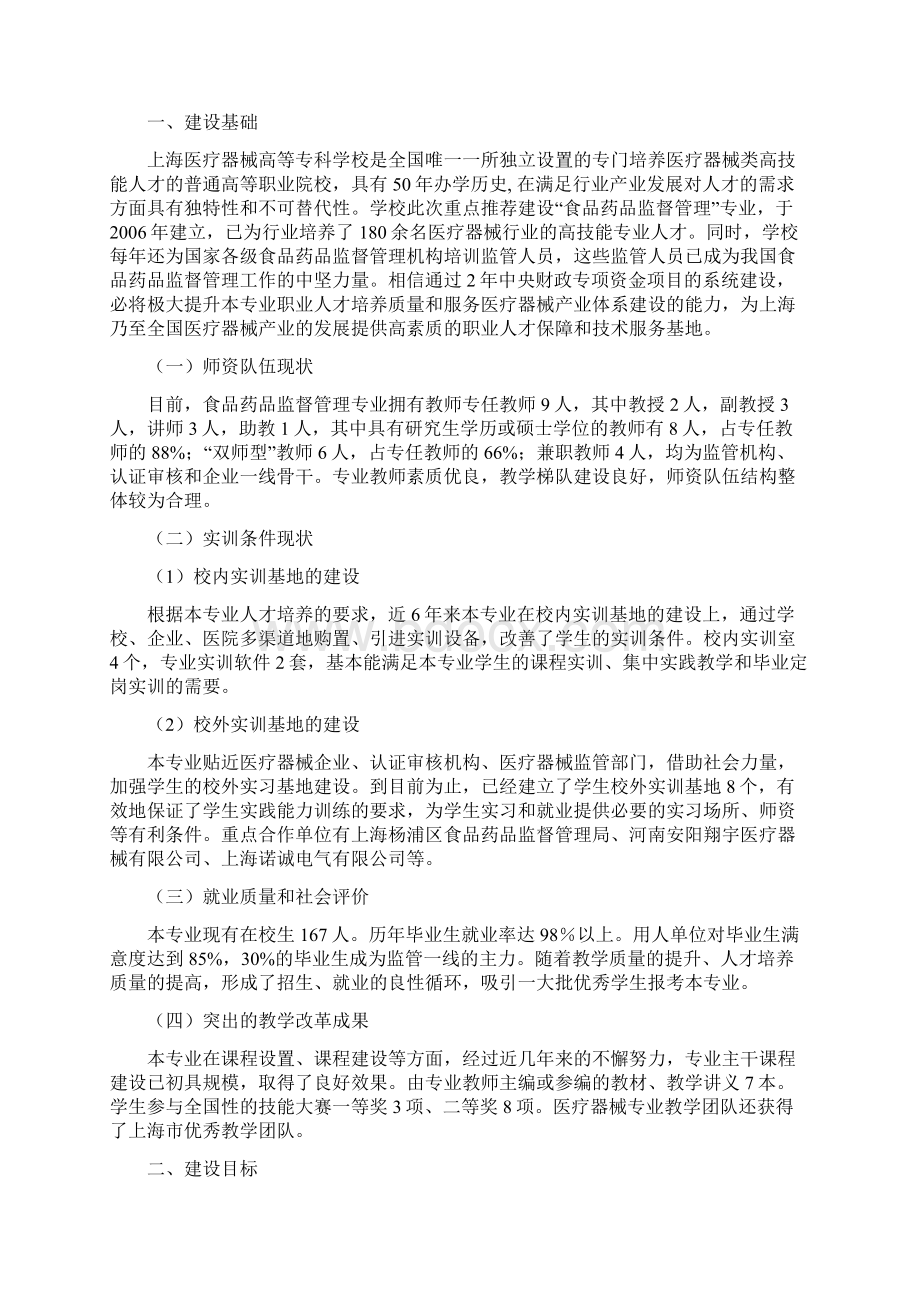 上海高职学校食品药品监督管理专业建设方案.docx_第2页