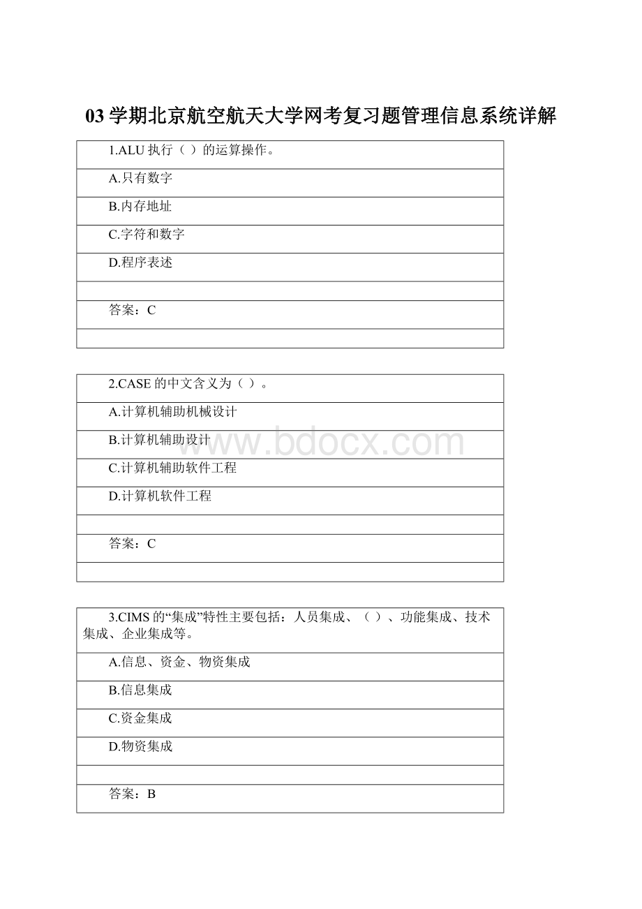 03学期北京航空航天大学网考复习题管理信息系统详解.docx_第1页