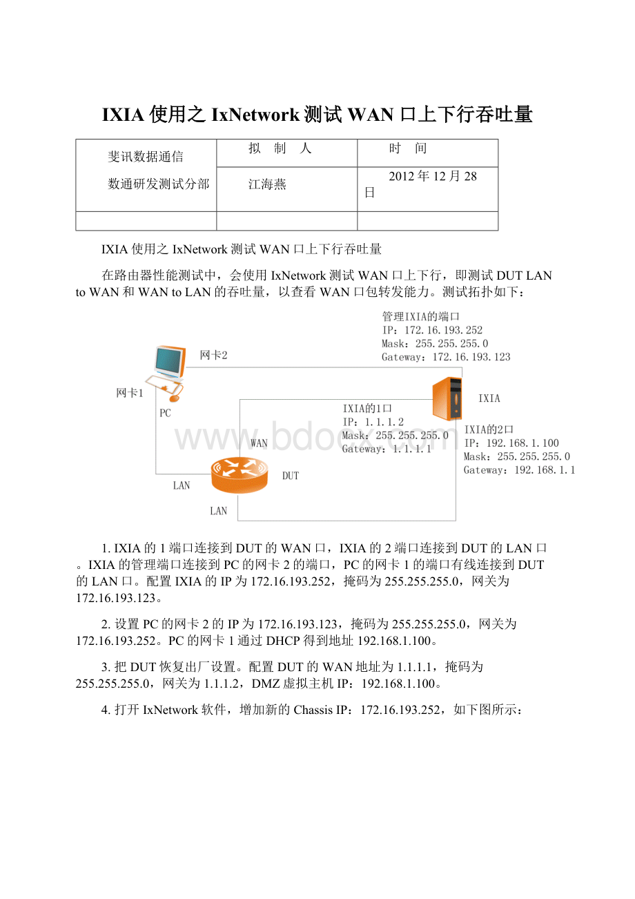 IXIA使用之IxNetwork测试WAN口上下行吞吐量.docx