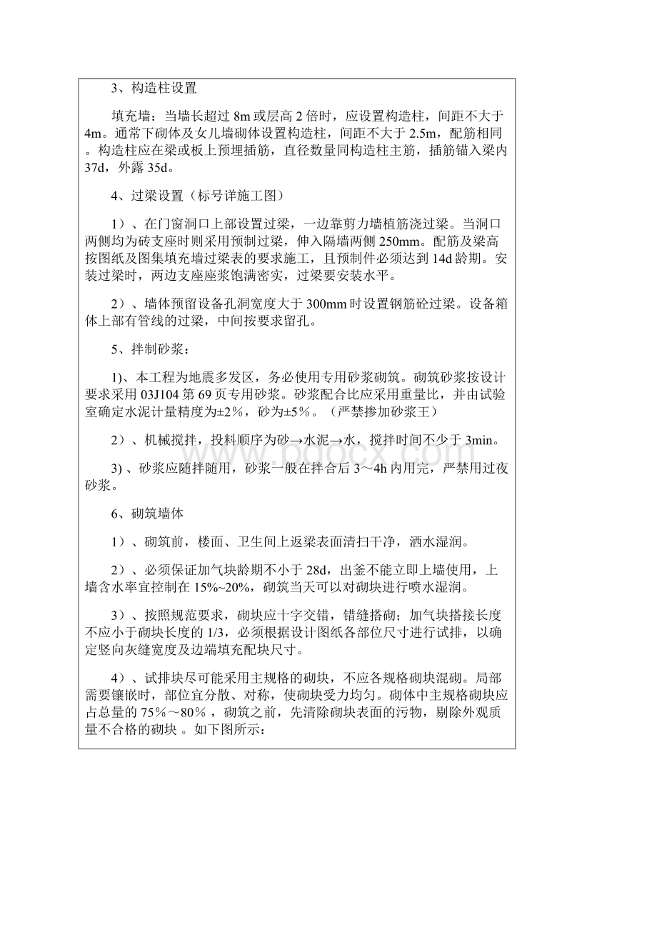 填充墙砌体施工技术交底加气块Word文档下载推荐.docx_第3页