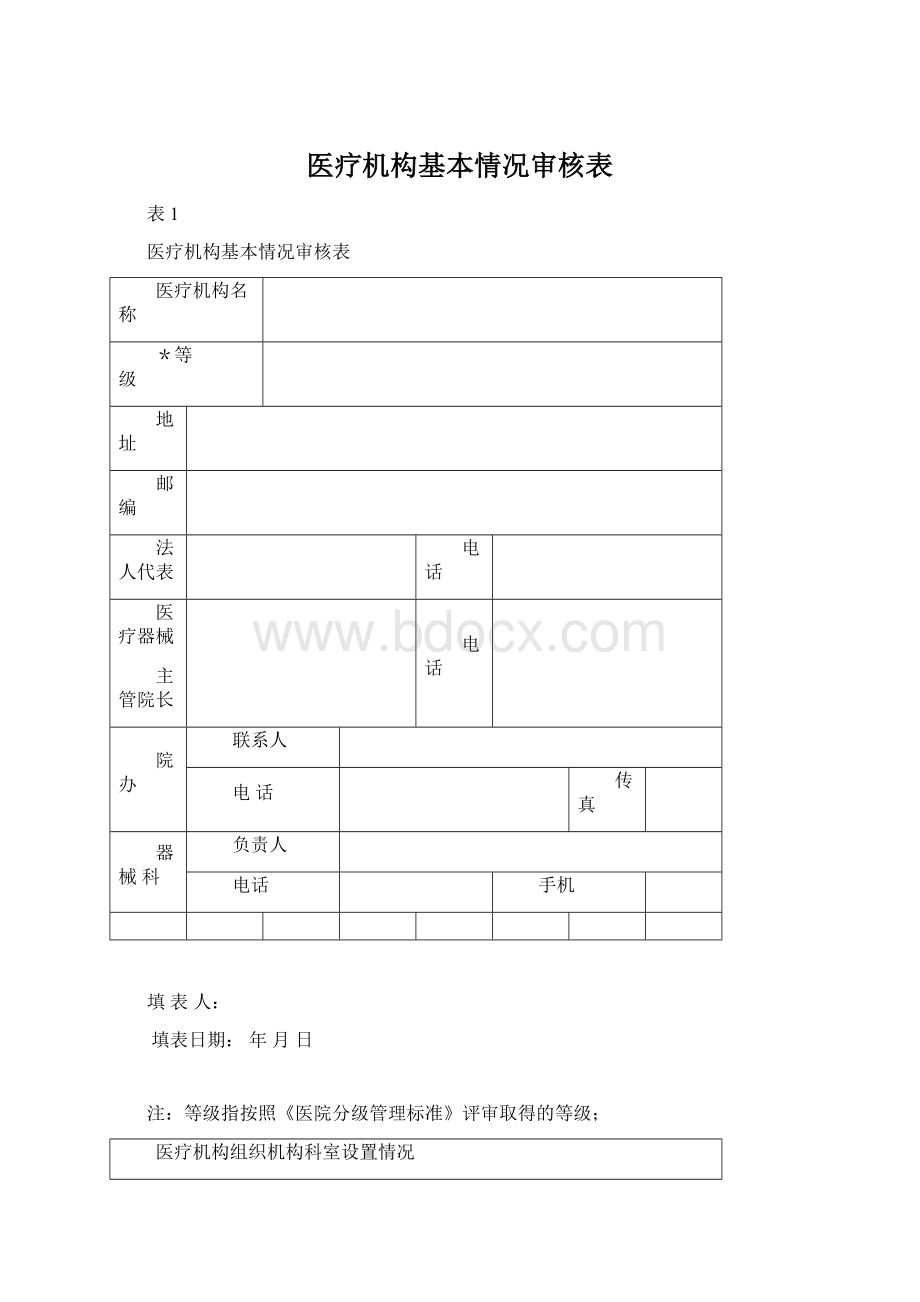 医疗机构基本情况审核表Word文档下载推荐.docx_第1页