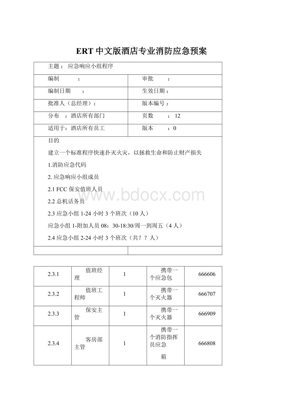 ERT中文版酒店专业消防应急预案.docx_第1页