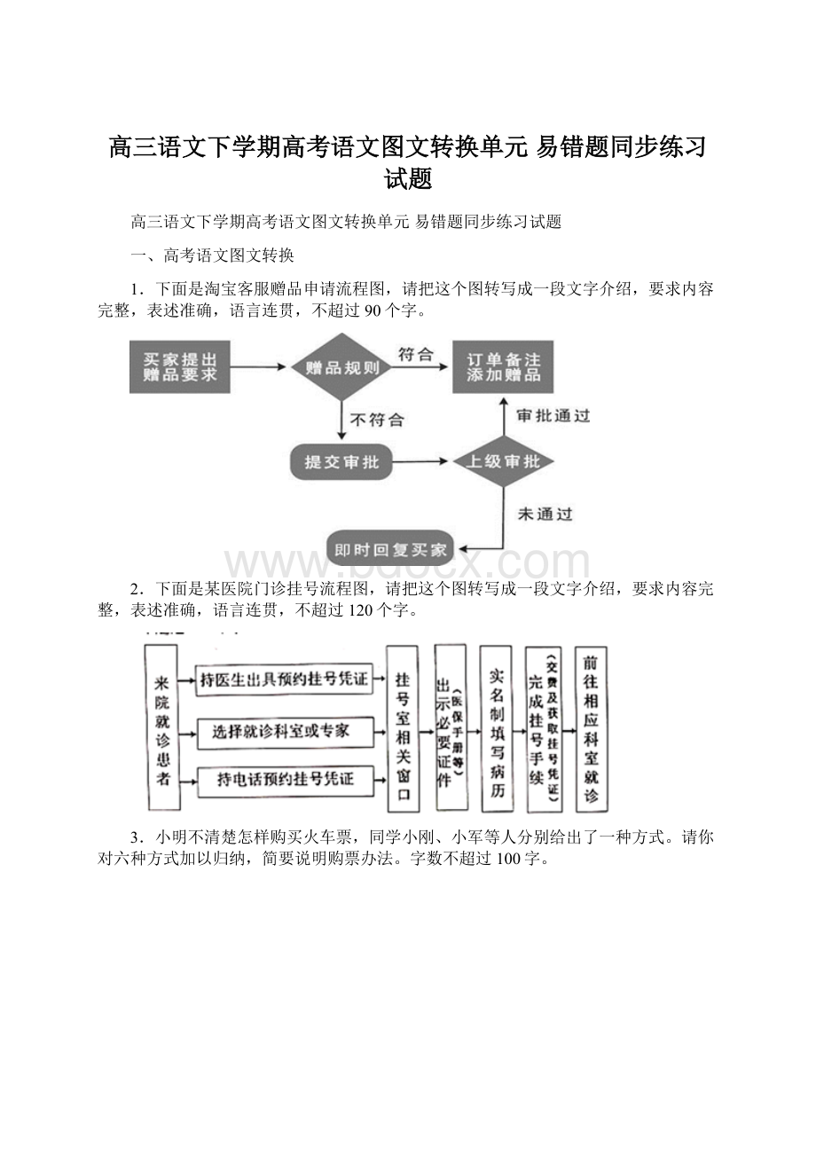 高三语文下学期高考语文图文转换单元 易错题同步练习试题.docx_第1页