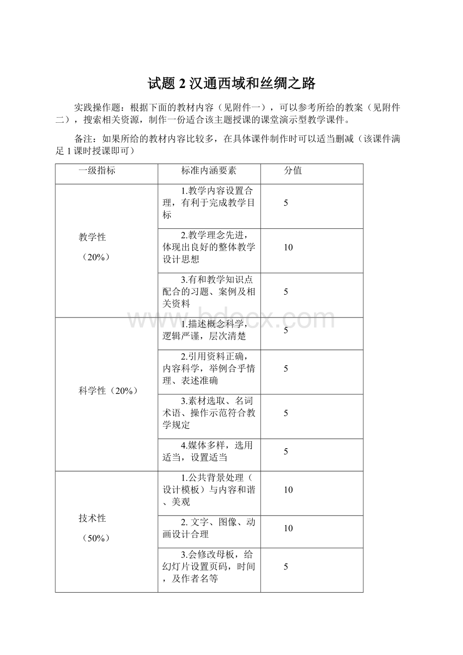 试题2 汉通西域和丝绸之路.docx