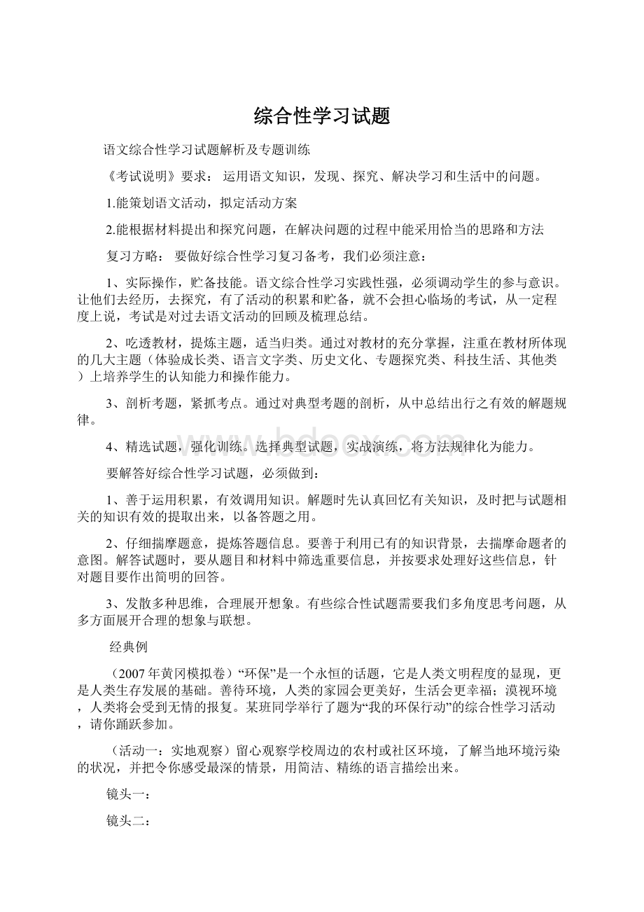 综合性学习试题.docx